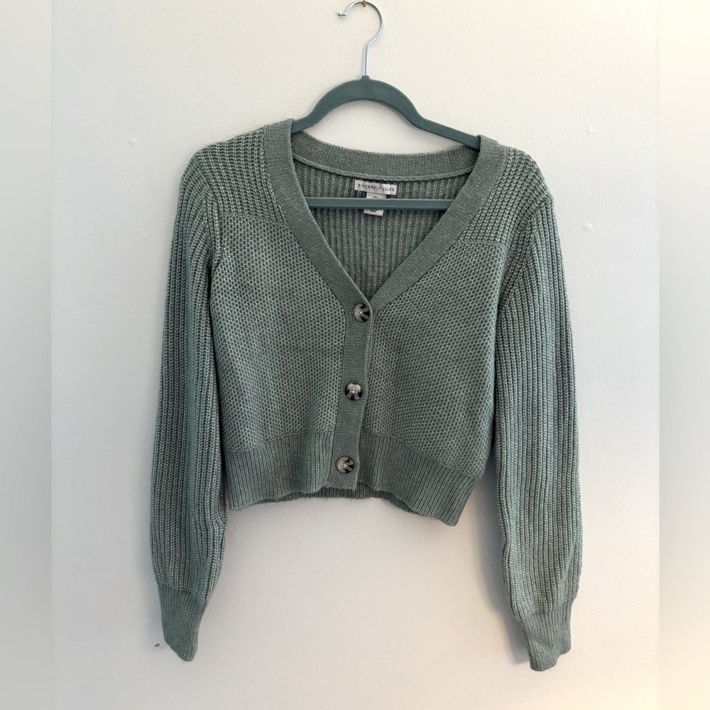Mint Green Cropped Cardigan - NWOT